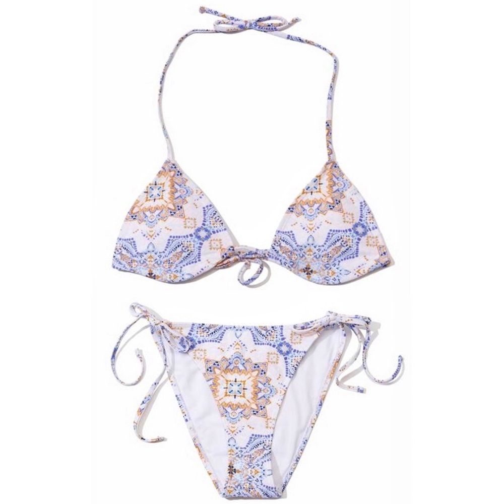 NWT String Bikini Set Triangle Paisley Print S/M